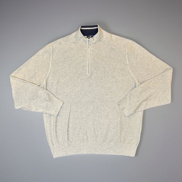 Brooks Brothers 100% Cotton Gray 1/2 Zip Long Sleeve Shirt Sweater Men's Size XL - Picture 1 of 8